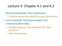 Lecture 3: Chapter 4.1 and 4.2