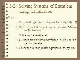 3-2:  Solving Systems of Equations