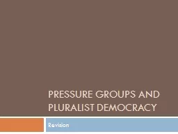 Pressure groups and pluralist democracy
