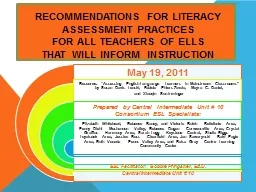 Recommendations for Literacy Assessment Practices