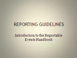 REPORTING GUIDELINES
