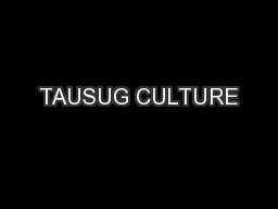 TAUSUG CULTURE