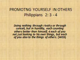 PROMOTNG YOURSELF IN OTHERS