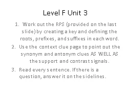 Level F Unit 3
