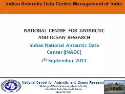 NATIONAL CENTRE FOR ANTARCTIC AND OCEAN RESEARCH