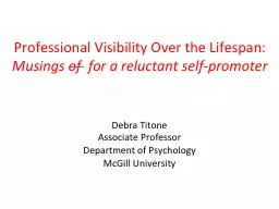 Professional Visibility Over the Lifespan: