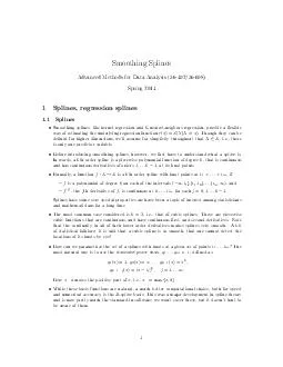 Smoothing Splines Advanced Methods for Data Analysis  Spring   Splines regression splines