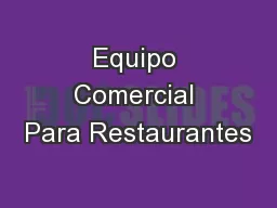 Equipo Comercial Para Restaurantes