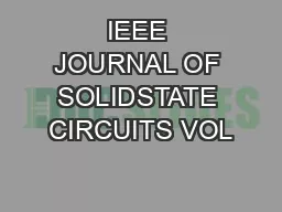 IEEE JOURNAL OF SOLIDSTATE CIRCUITS VOL
