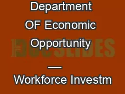 Department OF Economic Opportunity 		     Workforce Investm