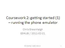 Coursework 2: getting started (1) – running the phone emu