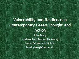 Vulnerability and Resilience in Contemporary Green Thought