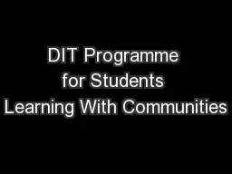 DIT Programme for Students Learning With Communities