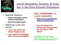 Unit 8: Motivation, Emotion, & Stress
