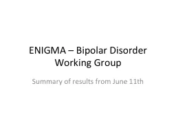 ENIGMA – Bipolar Disorder