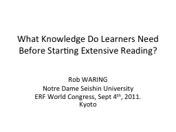What Knowledge Do Learners Need Before Starting Extensive R