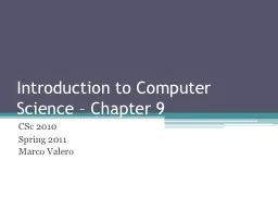 Introduction to Computer Science – Chapter 9