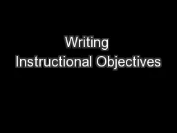 Writing Instructional Objectives