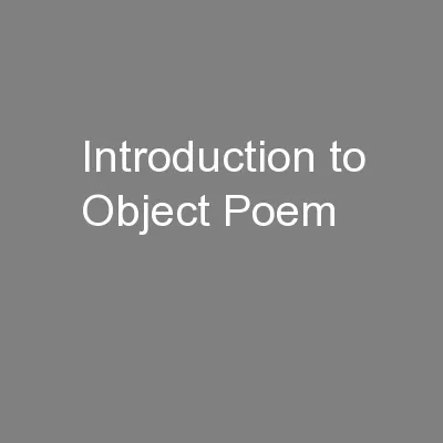 Introduction to Object Poem