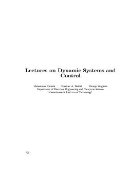 Lectures on Dynamic Systems and  Con trol  Mohammed Dahleh Mun ther A