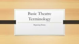 Basic Theatre Terminology