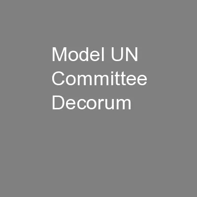 Model UN Committee Decorum