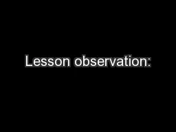 Lesson observation: