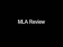 MLA Review