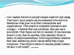 New leaders believe in people’s innate creativity and car