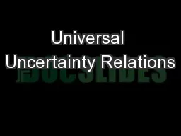 Universal Uncertainty Relations