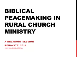 Biblical Peacemaking IN Rural