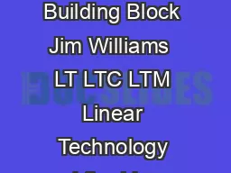 Application Note  AN July  Applications for a SwitchedCapacitor Instrumentation Building Block Jim Williams  LT LTC LTM Linear Technology and the Linear logo are registered trademarks of Linear Techn