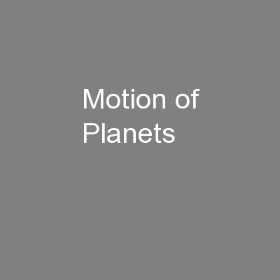 Motion of Planets