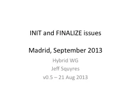 INIT and FINALIZE issues