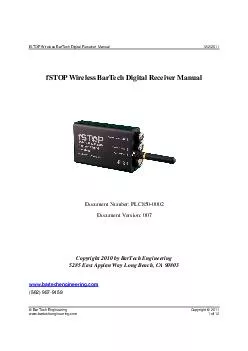 fSTOP Wireless BarTech Digital Receiver Manual   BarTech Engineering Copyright   www