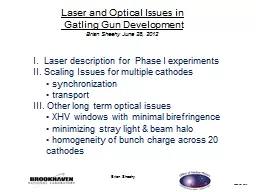 Laser and Optical Issues in