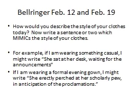 Bellringer Feb. 12 and Feb. 19