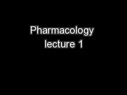 Pharmacology lecture 1