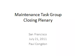 Maintenance Task Group