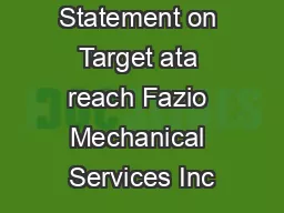 Statement on Target ata reach Fazio Mechanical Services Inc