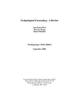 Technological Forecasting  A Review Ayse Kaya Firat Wei Lee Woon Stuart Madnick Working