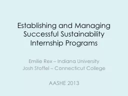 Establishing and Managing Successful Sustainability Interns