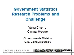Government Statistics Research Problems and  Challenge
