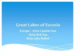 Great Lakes of Eurasia