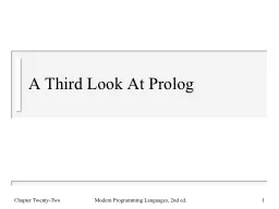 A Third Look At Prolog