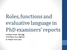 Roles, functions and evaluative language in PhD examiners