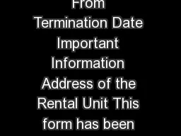 Tenants Notice to Terminate the Tenancy Form N Page  of  To From Termination Date Important