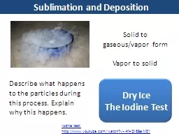 Sublimation and Deposition