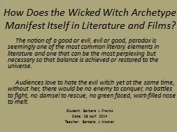 How Does the Wicked Witch Archetype Manifest Itself in Lite
