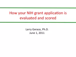 How your NIH grant application is evaluated and scored
